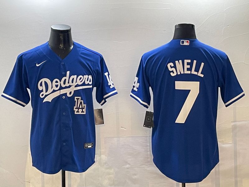 Men Los Angeles Dodgers #7 Snell Blue Game 2024 Nike MLB Jersey style 01153